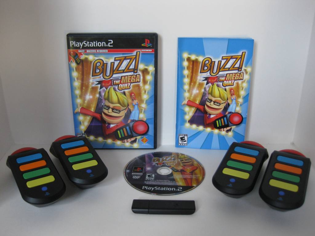Buzz! The Mega Quiz (w/ 4 Wireless Buzzers) - PS2 Game